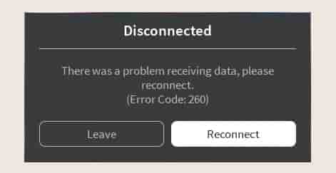 roblox error code 260 solution