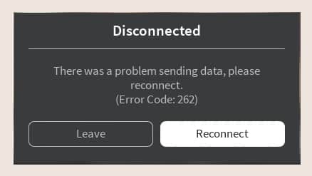 Roblox error code 262