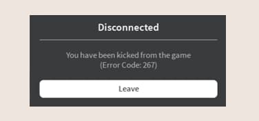 Roblox error code 267