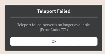 Roblox error code 771